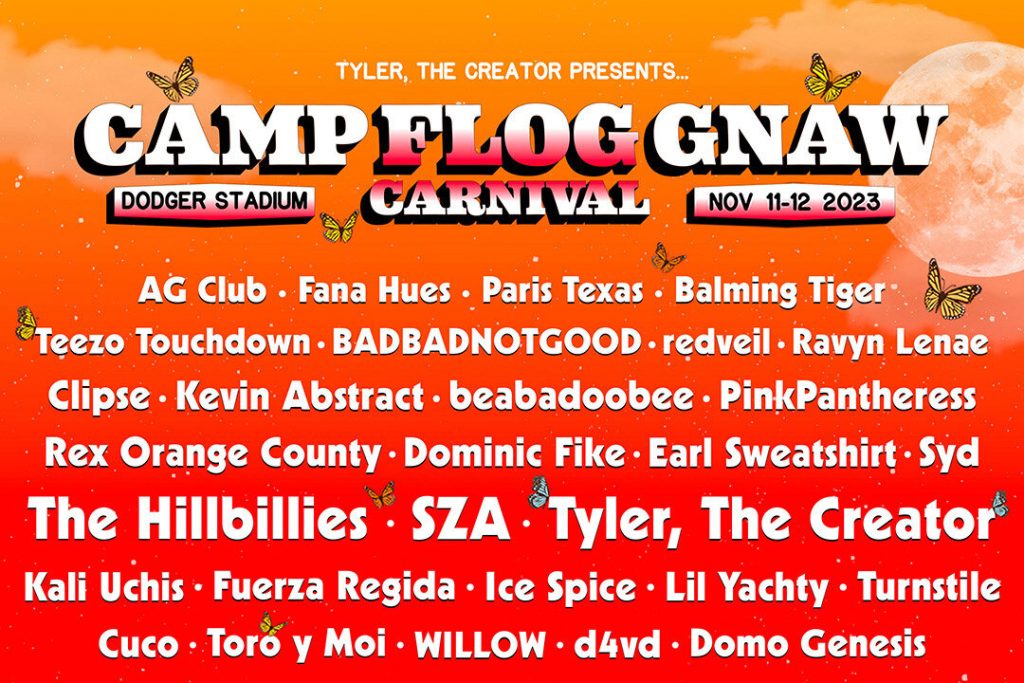 Tour or event poster for Camp Flog Gnaw 2023 Line-up Announced: Kendrick, SZA, Tyler