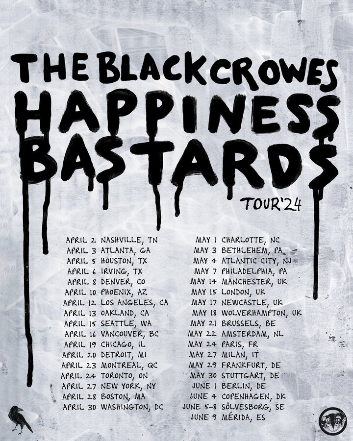 Tour or event poster for The Black Crowes Kick Off Tour with Live Debuts & Velvets Cover