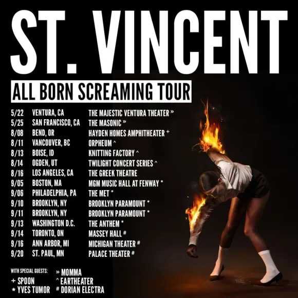 Tour or event poster for St. Vincent Kicks Off Tour at Small Club in LA’s Eastside