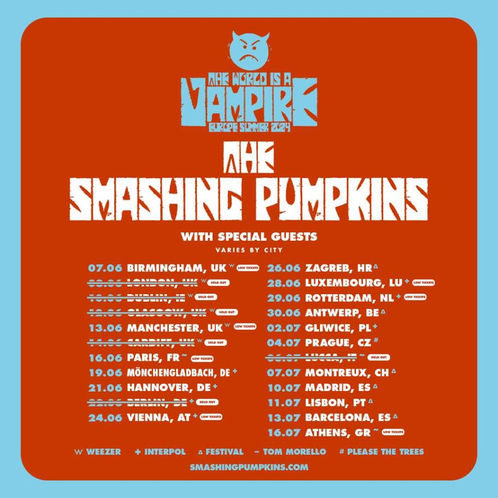 Tour or event poster for Smashing Pumpkins Live Debut New Tunes During First Gig with Kiki