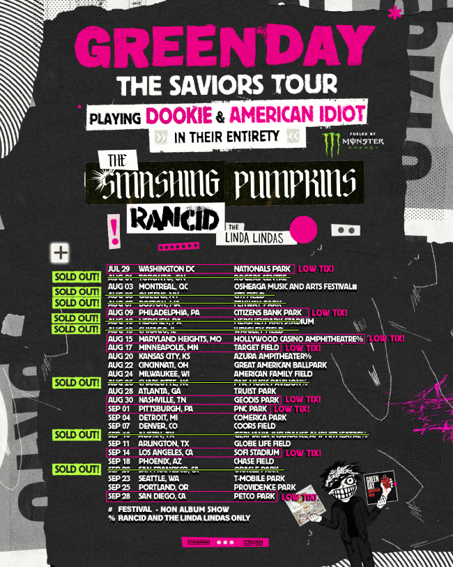 Tour or event poster for Fun Moments from the Green Day Saviors Tour