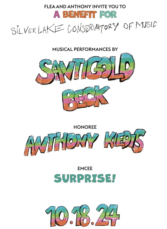 Tour or event poster for Beck and Flea Honored Anthony Kiedis at LA Music Conservatory