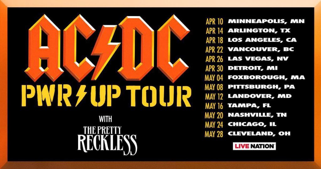 Tour or event poster for AC/DC Announces Spring 2025 North American Tour