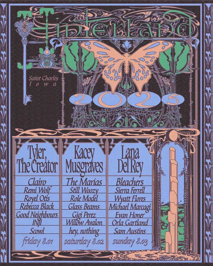 Tour or event poster for Lana Del Rey, Tyler The Creator, Kacey Musgraves to Rock Iowa