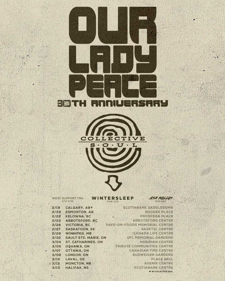 Tour or event poster for Our Lady Peace Reclaims “Whatever” on 30th Anniv Tour Kickoff