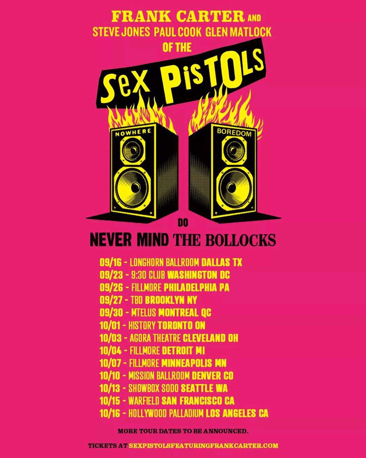 Tour or event poster for Sex Pistols ft Frank Carter Rock Royal Albert Hall