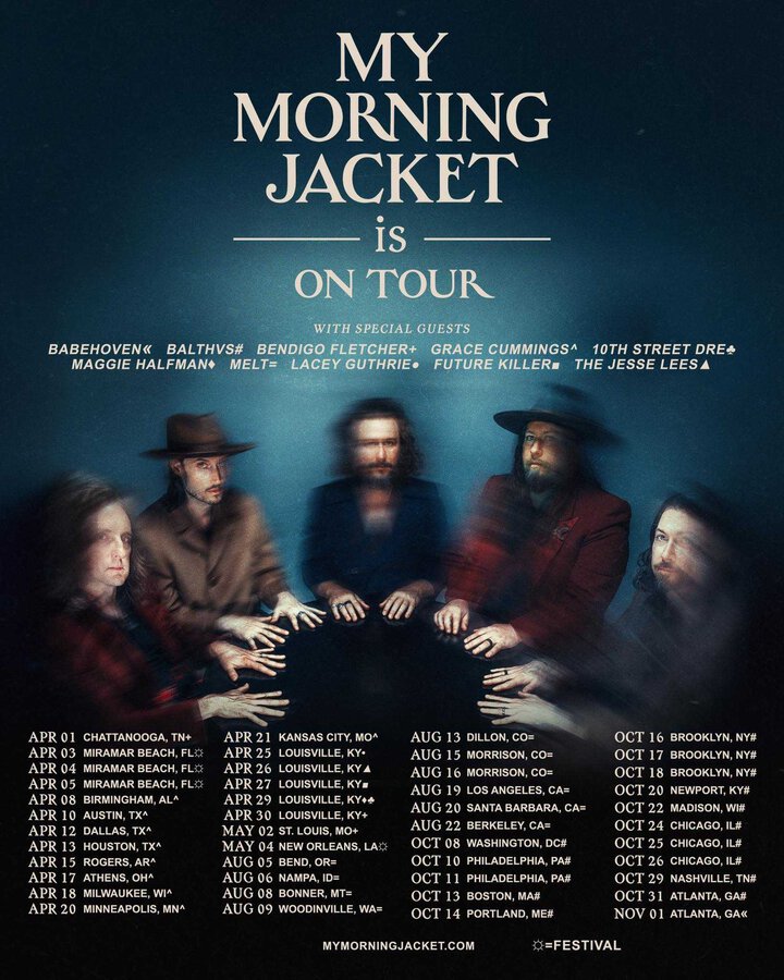 Tour or event poster for My Morning Jacket Live Debuts Six Fresh Tracks on Tour Kickoff