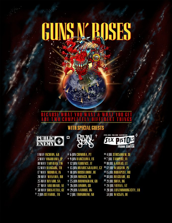 Tour or event poster for Guns N’ Roses Rocks South Korea For First Time in 16 Years