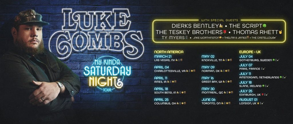 Tour or event poster for Luke Combs Breaks Nevada Attendance Record in Tour Kick Off