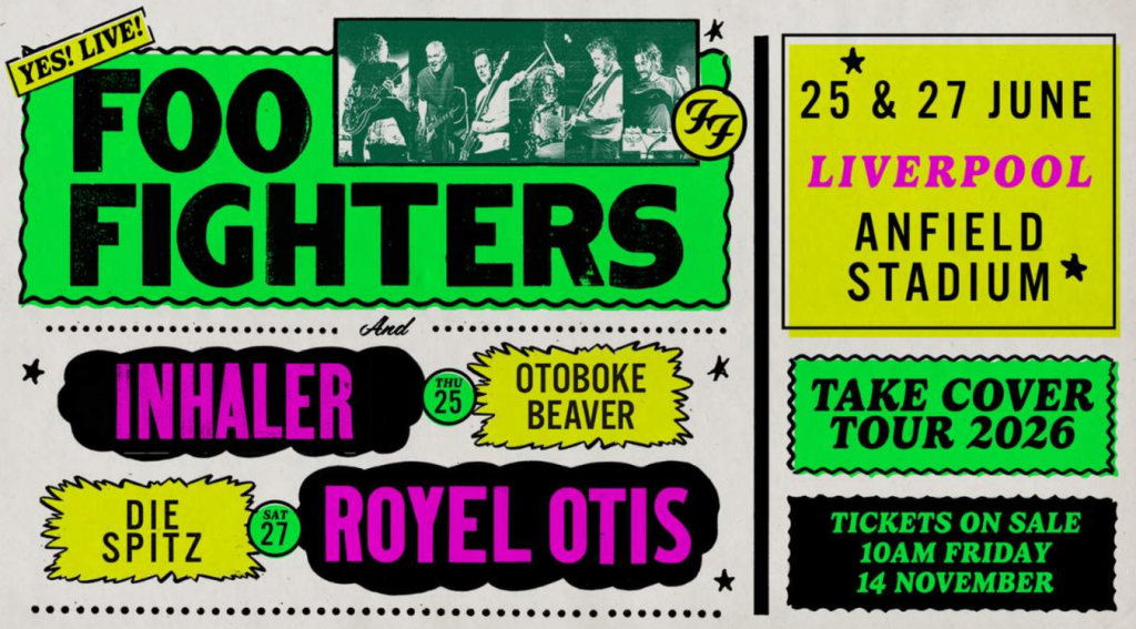 Event or tour poster for Foo Fighters Covered The Beatles in a Liverpool Live Debut