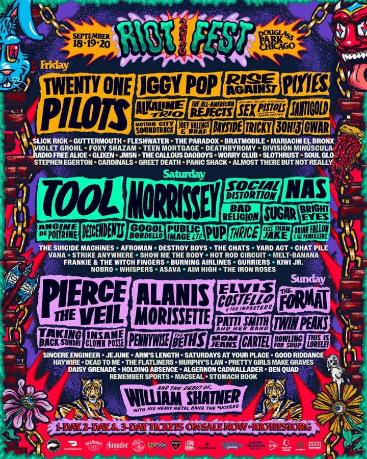 Tour or event poster for Riot Fest’s Twitter Is A Riot